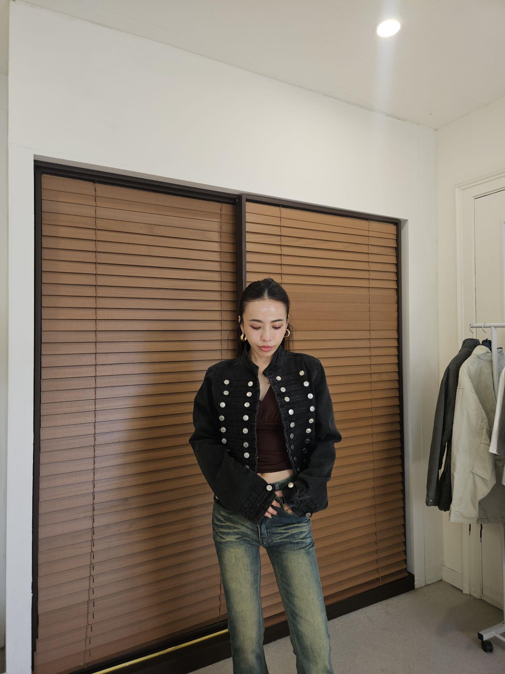 拿破崙無領牛仔外套